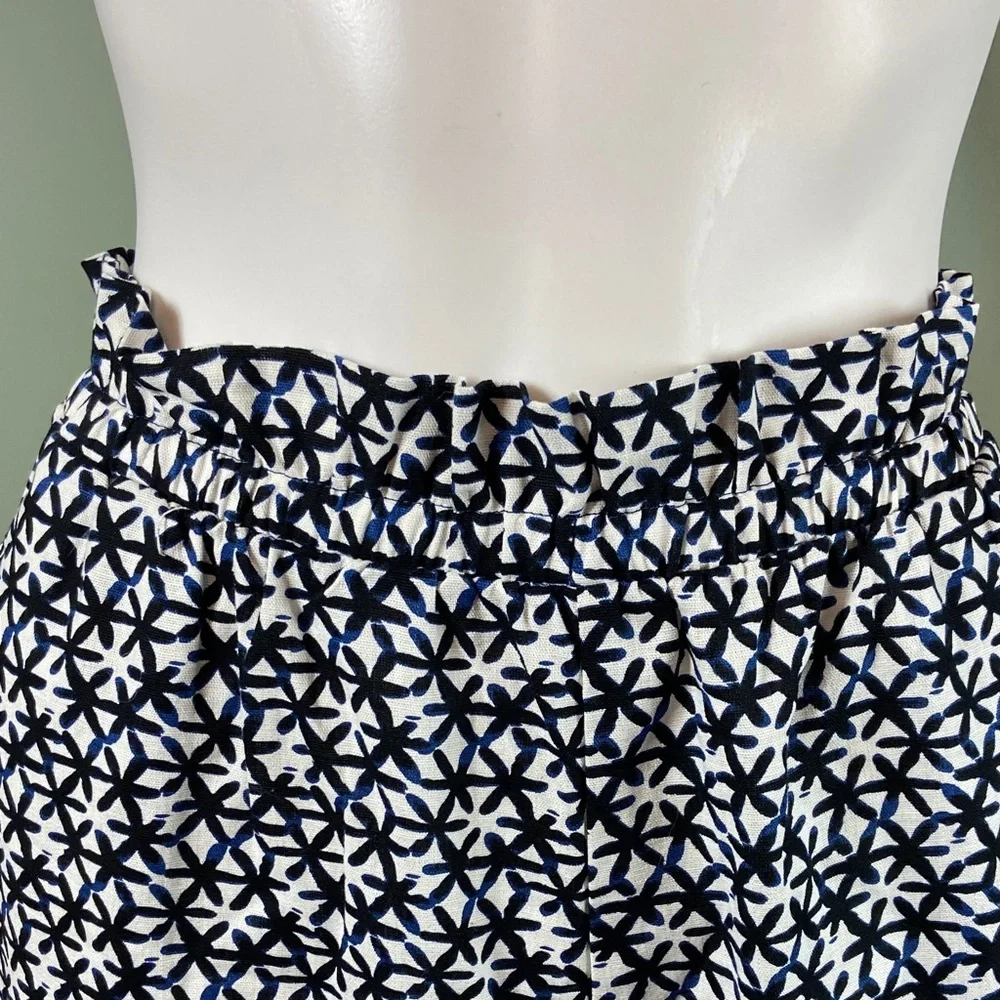 Kourt Cropped Navy blue White Floral Wide Leg Pants Geometric XL XLarge Crop - Picture 3 of 9